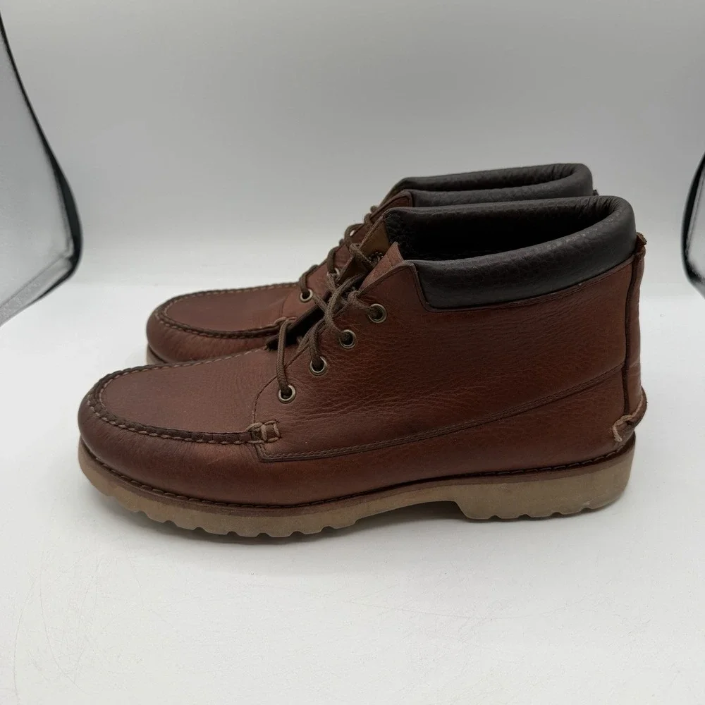 LL Bean Cruiser Signature Chukka Boots Mens 11 D Brown Leather‎ Lace Up Ankle